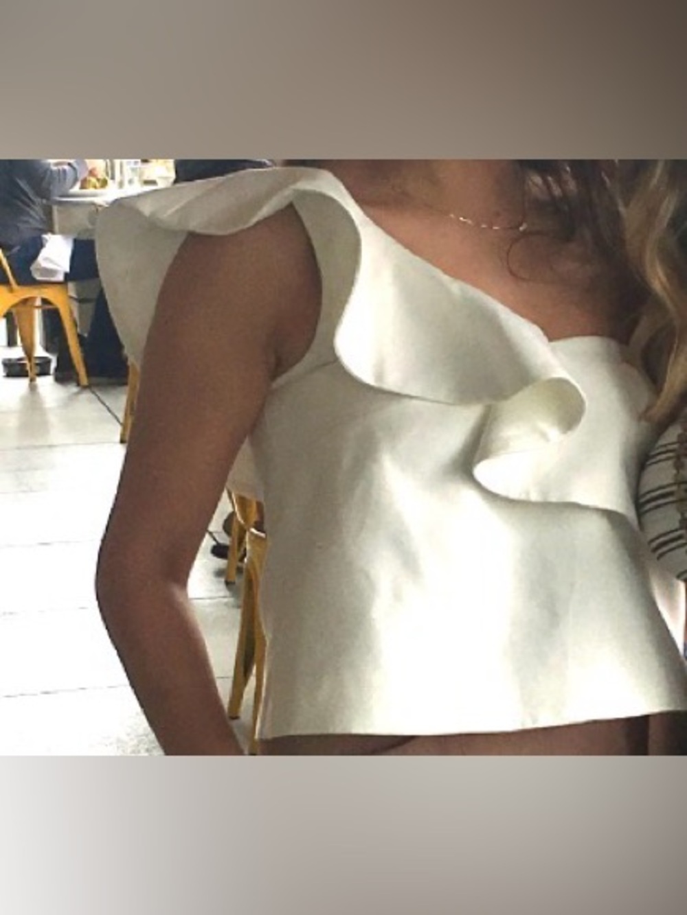KEEPSAKE the Label Ivory One-Shoulder Ruffle Top